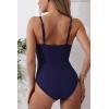 imageEomenie Womens One Piece Swimsuits Tummy Control Ruched Bathing Suit 1 Piece SwimwearDeep Blue