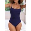 imageEomenie Womens One Piece Swimsuits Tummy Control Ruched Bathing Suit 1 Piece SwimwearDeep Blue