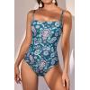 imageEomenie Womens One Piece Swimsuits Tummy Control Ruched Bathing Suit 1 Piece SwimwearDeep Green Floral Printed