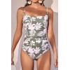imageEomenie Womens One Piece Swimsuits Tummy Control Ruched Bathing Suit 1 Piece SwimwearGreen Printed