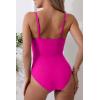 imageEomenie Womens One Piece Swimsuits Tummy Control Ruched Bathing Suit 1 Piece SwimwearHot Pink