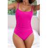 imageEomenie Womens One Piece Swimsuits Tummy Control Ruched Bathing Suit 1 Piece SwimwearHot Pink