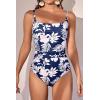 imageEomenie Womens One Piece Swimsuits Tummy Control Ruched Bathing Suit 1 Piece SwimwearNavy Blue Printed