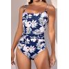 imageEomenie Womens One Piece Swimsuits Tummy Control Ruched Bathing Suit 1 Piece SwimwearNavy Blue Printed