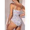 imageEomenie Womens One Piece Swimsuits Tummy Control Ruched Bathing Suit 1 Piece SwimwearOrange Floral Printed 2