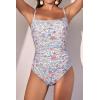 imageEomenie Womens One Piece Swimsuits Tummy Control Ruched Bathing Suit 1 Piece SwimwearOrange Floral Printed 2