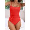 imageEomenie Womens One Piece Swimsuits Tummy Control Ruched Bathing Suit 1 Piece SwimwearPaprika