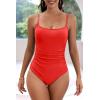 imageEomenie Womens One Piece Swimsuits Tummy Control Ruched Bathing Suit 1 Piece SwimwearPaprika