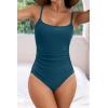 imageEomenie Womens One Piece Swimsuits Tummy Control Ruched Bathing Suit 1 Piece SwimwearPine Green