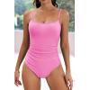imageEomenie Womens One Piece Swimsuits Tummy Control Ruched Bathing Suit 1 Piece SwimwearPop Pink