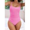 imageEomenie Womens One Piece Swimsuits Tummy Control Ruched Bathing Suit 1 Piece SwimwearPop Pink