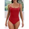 imageEomenie Womens One Piece Swimsuits Tummy Control Ruched Bathing Suit 1 Piece SwimwearRed