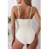imageEomenie Womens One Piece Swimsuits Tummy Control Ruched Bathing Suit 1 Piece SwimwearWhite