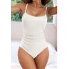 imageEomenie Womens One Piece Swimsuits Tummy Control Ruched Bathing Suit 1 Piece SwimwearWhite