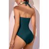 imageEomenie Womens One Piece Tummy Control Swimsuit Halter Scallop Trim Bathing Suits 1 Piece Vintage Ruched Slimming SwimwearDark Green