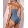 imageEomenie Womens One Piece Tummy Control Swimsuit Halter Scallop Trim Bathing Suits 1 Piece Vintage Ruched Slimming SwimwearHaze Blue