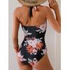 imageEomenie Womens One Piece Tummy Control Swimsuit Halter Scallop Trim Bathing Suits 1 Piece Vintage Ruched Slimming SwimwearPink Black Floral Printed