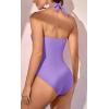imageEomenie Womens One Piece Tummy Control Swimsuit Halter Scallop Trim Bathing Suits 1 Piece Vintage Ruched Slimming SwimwearPurple