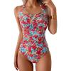 Red Blue Floral Printed