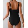 imageEomenie One Piece Swimsuit for Women Tummy Control Ruched Bathing Suit Push Up Slimming Swim Suit Double Straps SwimwearBlack