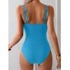 imageEomenie One Piece Swimsuit for Women Tummy Control Ruched Bathing Suit Push Up Slimming Swim Suit Double Straps SwimwearBlue