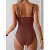 imageEomenie One Piece Swimsuit for Women Tummy Control Ruched Bathing Suit Push Up Slimming Swim Suit Double Straps SwimwearBrown