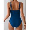 imageEomenie One Piece Swimsuit for Women Tummy Control Ruched Bathing Suit Push Up Slimming Swim Suit Double Straps SwimwearPeacock Blue