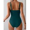 imageEomenie One Piece Swimsuit for Women Tummy Control Ruched Bathing Suit Push Up Slimming Swim Suit Double Straps SwimwearPeacock Green