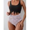 imageEomenie Womens One Piece Swimsuit Tummy Control Slimming Bathing Suit Cutout Tie Knot SwimwearBlack Print