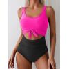 imageEomenie Womens One Piece Swimsuit Tummy Control Slimming Bathing Suit Cutout Tie Knot SwimwearHot Pink  Black