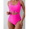 imageEomenie Womens One Piece Swimsuit Tummy Control Slimming Bathing Suit Cutout Tie Knot SwimwearHot Pink
