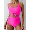 imageEomenie Womens One Piece Swimsuit Tummy Control Slimming Bathing Suit Cutout Tie Knot SwimwearHot Pink