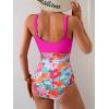 imageEomenie Womens One Piece Swimsuit Tummy Control Slimming Bathing Suit Cutout Tie Knot SwimwearHot Pink Print