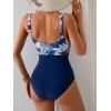 imageEomenie Womens One Piece Swimsuit Tummy Control Slimming Bathing Suit Cutout Tie Knot SwimwearNavy Blue Print