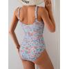 imageEomenie Womens One Piece Swimsuit Tummy Control Slimming Bathing Suit Cutout Tie Knot SwimwearOrange Floral Printed