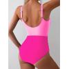 imageEomenie Womens One Piece Swimsuit Tummy Control Slimming Bathing Suit Cutout Tie Knot SwimwearPink Color Block