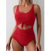 imageEomenie Womens One Piece Swimsuit Tummy Control Slimming Bathing Suit Cutout Tie Knot SwimwearRed