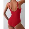 imageEomenie Womens One Piece Swimsuit Tummy Control Slimming Bathing Suit Cutout Tie Knot SwimwearRed