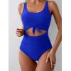 imageEomenie Womens One Piece Swimsuit Tummy Control Slimming Bathing Suit Cutout Tie Knot SwimwearRoyal Blue