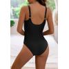 imageEomenie Womens One Piece Swimsuit Tummy Control Slimming Push Up Bra Bathing Suits Wrap Twist 1 Piece SwimwearBlack