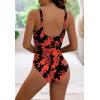 imageEomenie Womens One Piece Swimsuit Tummy Control Slimming Push Up Bra Bathing Suits Wrap Twist 1 Piece SwimwearBlack Floral Print