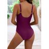 imageEomenie Womens One Piece Swimsuit Tummy Control Slimming Push Up Bra Bathing Suits Wrap Twist 1 Piece SwimwearBurgundy