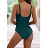 imageEomenie Womens One Piece Swimsuit Tummy Control Slimming Push Up Bra Bathing Suits Wrap Twist 1 Piece SwimwearDark Green