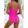 imageEomenie Womens One Piece Swimsuit Tummy Control Slimming Push Up Bra Bathing Suits Wrap Twist 1 Piece SwimwearHot Pink