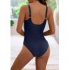imageEomenie Womens One Piece Swimsuit Tummy Control Slimming Push Up Bra Bathing Suits Wrap Twist 1 Piece SwimwearNavy Blue