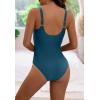 imageEomenie Womens One Piece Swimsuit Tummy Control Slimming Push Up Bra Bathing Suits Wrap Twist 1 Piece SwimwearPeacock Blue