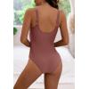 imageEomenie Womens One Piece Swimsuit Tummy Control Slimming Push Up Bra Bathing Suits Wrap Twist 1 Piece SwimwearRed Brown