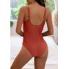 imageEomenie Womens One Piece Swimsuit Tummy Control Slimming Push Up Bra Bathing Suits Wrap Twist 1 Piece SwimwearReddish Brown