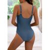 imageEomenie Womens One Piece Swimsuit Tummy Control Slimming Push Up Bra Bathing Suits Wrap Twist 1 Piece SwimwearSteel Blue