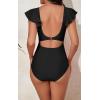 imageEomenie Womens One Piece Swimsuits Ruffle Cutout Bathing Suit Tummy Control Slimming V Neck Twist Front Swimwear